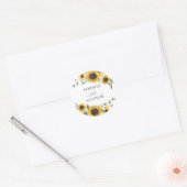 Zonnebloemen Groen Olijf Eucalyptus Envelop Ronde Sticker (Envelop)