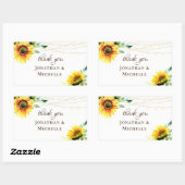 Zonnebloemen groen string lampjes rustiek dank u rechthoekige sticker (Vel)