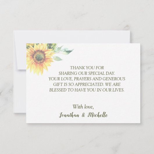 Zonnebloemen groen String Lights rustieke bruiloft Bedankkaart (Achterkant)