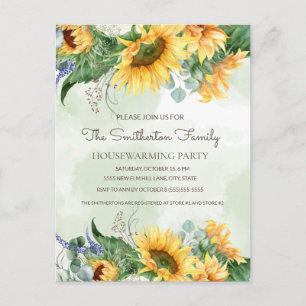 Zonnebloemen Groene Landelijke Housewarming Feest Briefkaart