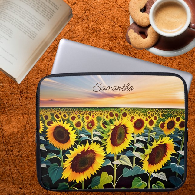 Zonnebloemen Handtekening Laptop Sleeve (Creator heeft geüpload)