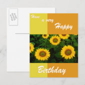 Zonnebloemen - Happy Birthday Briefkaart (Voorkant / Achterkant)