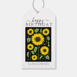 Zonnebloemen HAPPY BIRTHDAY Cadeau Label Cadeaulabel
