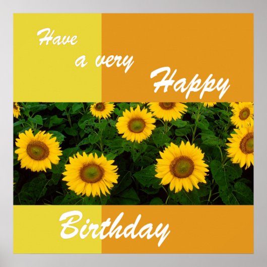 Zonnebloemen - Happy Birthday Poster (Voorkant)