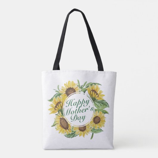 Zonnebloemen Happy Moederdag Floral Canvas tas (Achterkant)