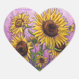 Zonnebloemen Hart Sticker