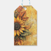 Zonnebloemen Herfst Autumn Leaves Mixed Media Cadeaulabel (Voorkant)