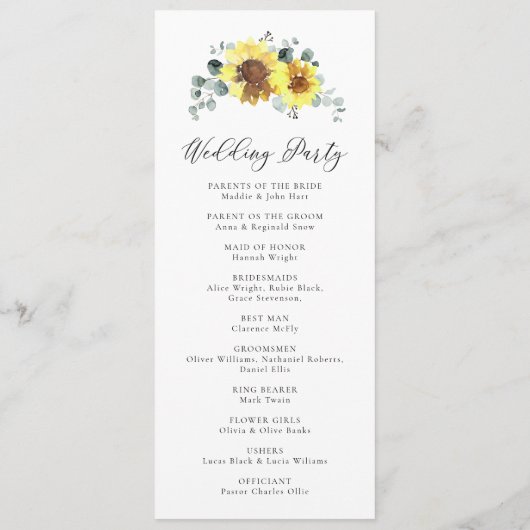 Zonnebloemen Herfst Bloemen Rustiek Eucalyptus Bru Programma (Achterkant)