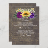 Zonnebloemen herfst bruiloft details informatie ga informatiekaartje (Voorkant / Achterkant)