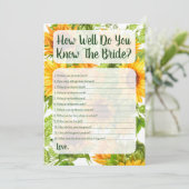 Zonnebloemen Hoe goed ken je het spel? Kaart (Staand voorkant)