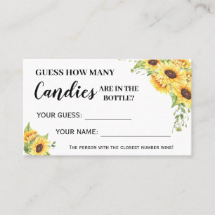 Zonnebloemen Hoeveel Snoepjes Baby shower spelkaar Plaatskaartje
