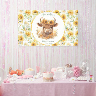 Zonnebloemen Hoogland Koe Baby shower Banner