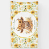 Zonnebloemen Hoogland Koe Baby shower Banner (Verticaal)
