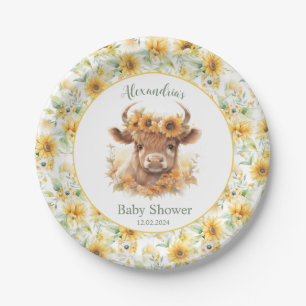 Zonnebloemen Hoogland Koe Baby shower Papier Bord