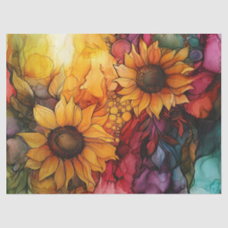 Zonnebloemen in Alcohol Ink Series Design #19 Tissuepapier