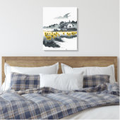 Zonnebloemen in de schemering, gouden zonnebloemen canvas afdruk (Insitu (Slaapkamer))