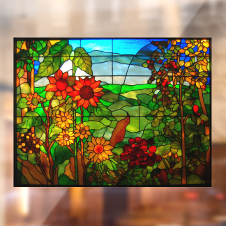 Zonnebloemen in de tuin nep Glas in lood Raamsticker