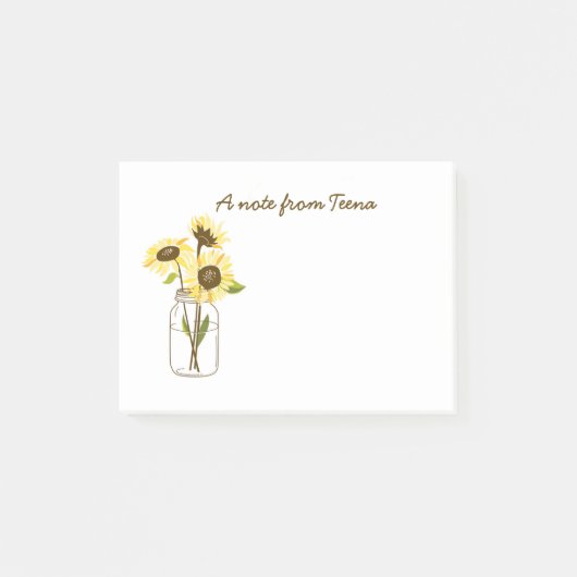 Zonnebloemen in een Mason Jar Post-It-Notes Post-it® Notes (Voorkant)