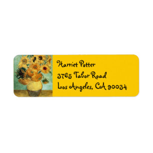 Zonnebloemen in een Vase (F455) Van Gogh Fine Art Etiket