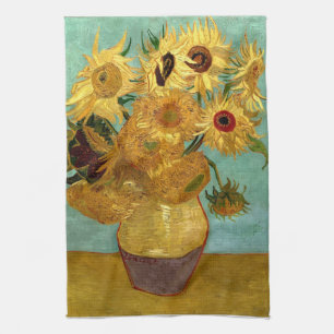 Zonnebloemen in een Vase Van Gogh Fine Art Theedoek