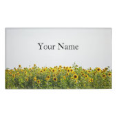 Zonnebloemen in een veld naambadge (Voorkant)