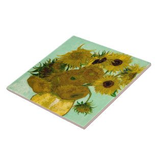 Zonnebloemen in Fine Art. een van de Vaas (F456) Tegeltje