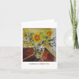 Zonnebloemen in Italiaanse vaas notecard Kaart
