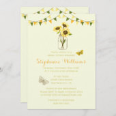 Zonnebloemen in Mason Jar w / Vlinders & Bunting Kaart (Voorkant / Achterkant)