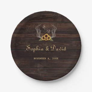 Zonnebloemen in Rustisch land Papieren Bordje