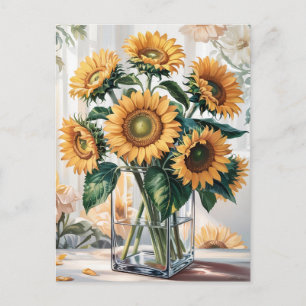 Zonnebloemen in Vaas Briefkaart