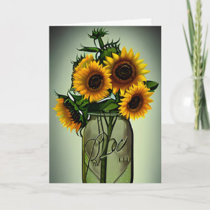 Zonnebloemen in Vazen Kunst Verjaardag van tant Kaart