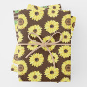 Zonnebloemen inpakpapier Flat Sheet Set van 3 (In situ)