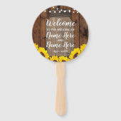 Zonnebloemen Jar Hout Trouwprogramma Bloemen Fan Handwaaier (Voorkant)