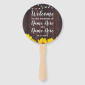 Zonnebloemen Jar Wood Trouwprogramma Houten Ventil Handwaaier (Voorkant)