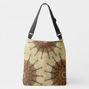 Zonnebloemen Kaleidoscope op gouden staven Crossbody Tas