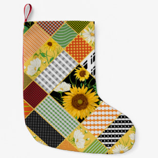 Zonnebloemen Kamille, Patchwork Waterverf. Kleine Kerstsok