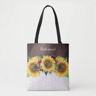 Zonnebloemen Kant Hout Bourgondië Bloemen Bruidsme Draagtas