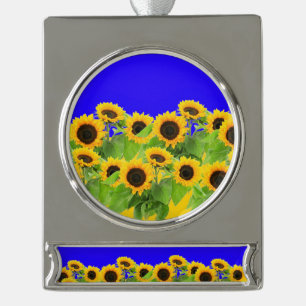 Zonnebloemen Kerst Ornament Verzilverd Banner Ornament
