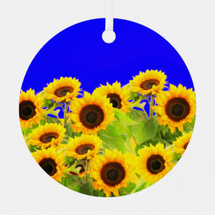 Zonnebloemen kerstversiering Oekraïne Vlag kleuren Metalen Ornament