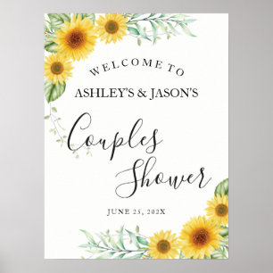 Zonnebloemen Koppels Douche welkomstbord Poster