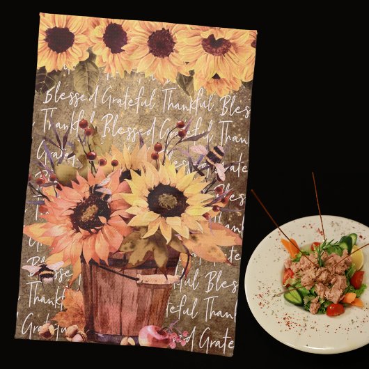 Zonnebloemen - Korte Thanksgiving Theedoek