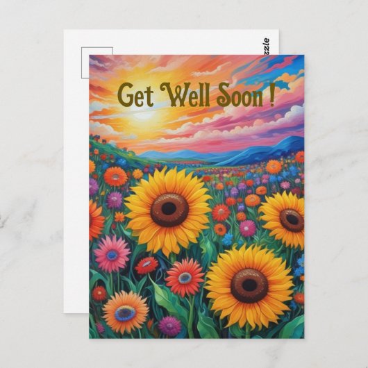 Zonnebloemen krijgen goed Van Gogh stijl Briefkaar Briefkaart (Voorkant / Achterkant)