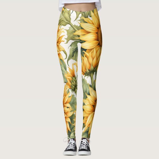 Zonnebloemen Kunst Leggings (Voorkant)