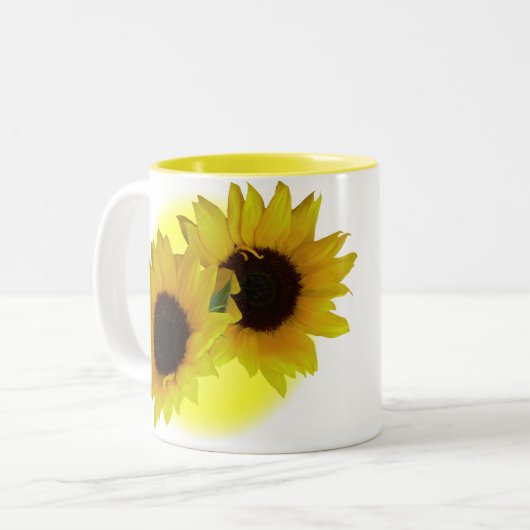 Zonnebloemen Kups Mokken Zonnegeel zonnebloemkopje (Voorkant links)