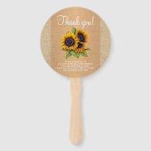 Zonnebloemen land jute gouden bruiloft gunst handwaaier (Achterkant)