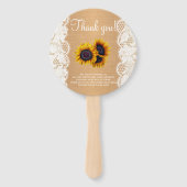 Zonnebloemen land jute kant bruiloft gunst handwaaier (Achterkant)