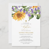 Zonnebloemen & Lavander Doop Uitnodiging (Voorkant)