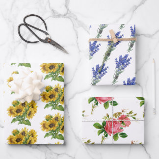 zonnebloemen, Lavander rozen Inpakpapier Vel