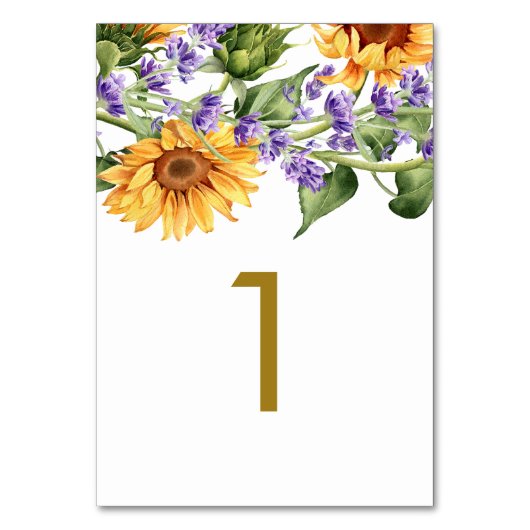 Zonnebloemen & Lavander Tabel 1 Trouwtafel Nummer Kaart (Achterkant)