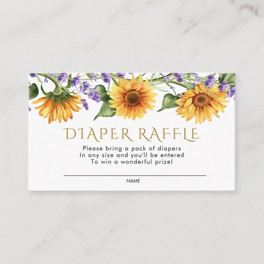 Zonnebloemen & Lavendel Luier Raffle Behuizing Kaa Informatiekaartje
